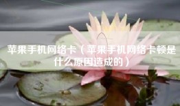 苹果手机网络卡（苹果手机网络卡顿是什么原因造成的）