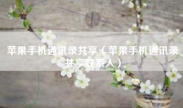 苹果手机通讯录共享（苹果手机通讯录共享联系人）